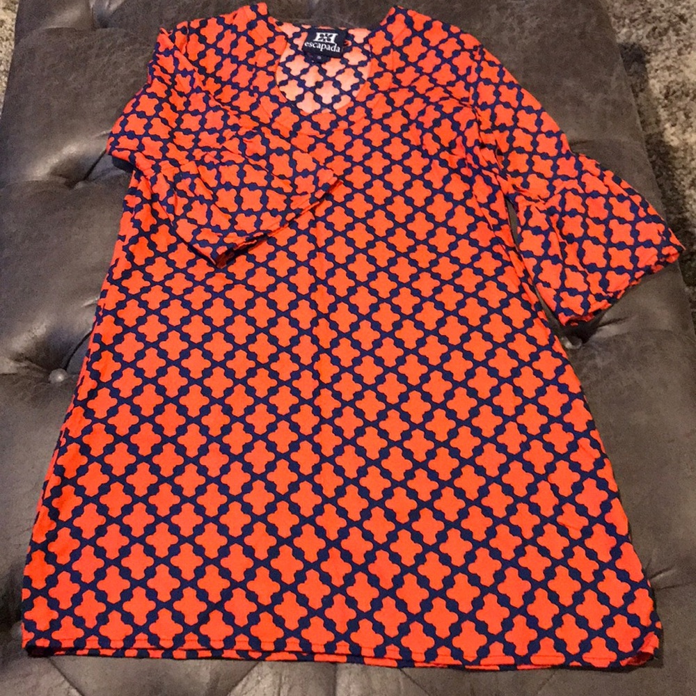 Orange and blue dress